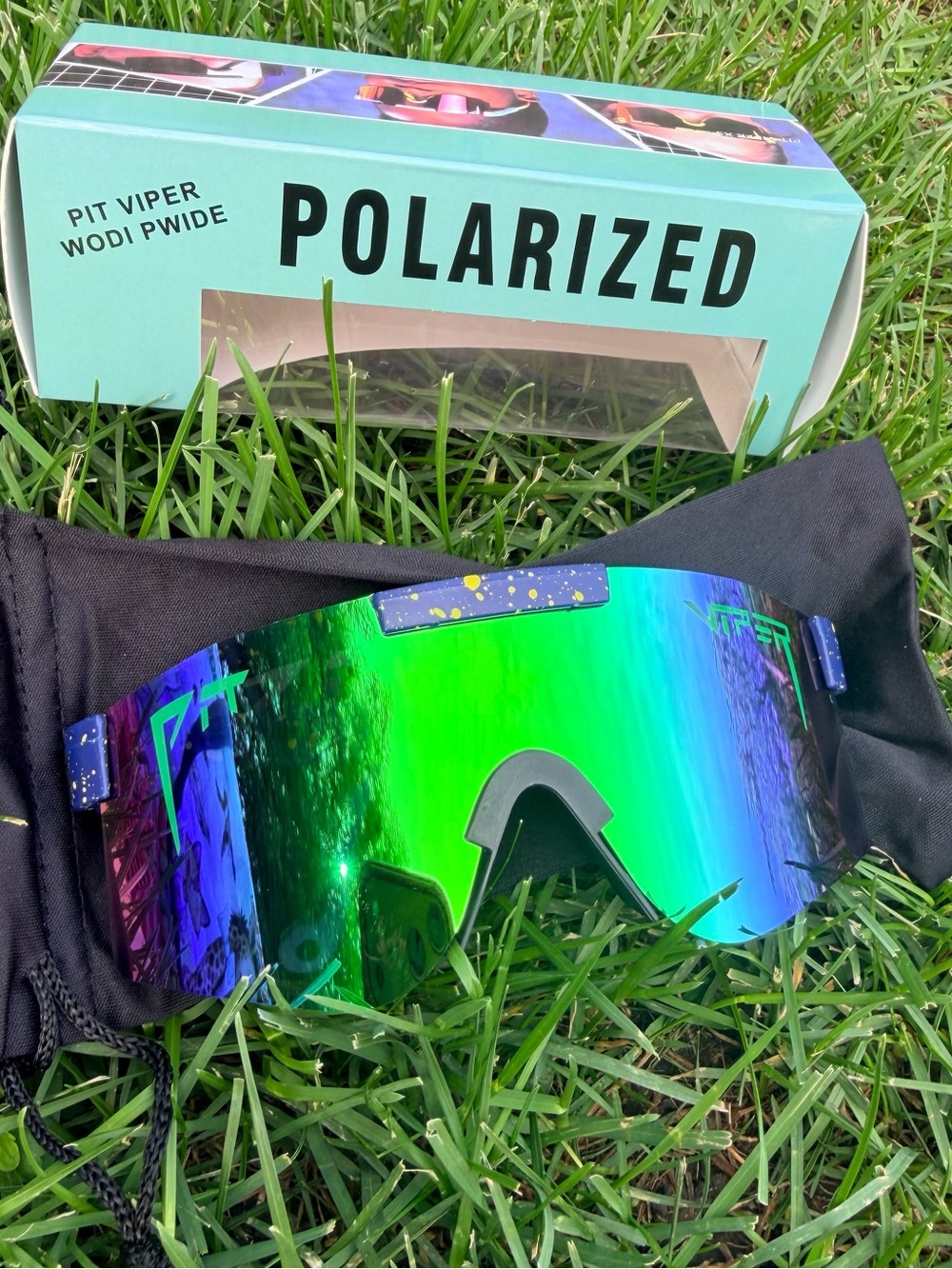 Pit Viper Mirrored Shield Sunglasses - Green/Blue/Purple kids 2/4y